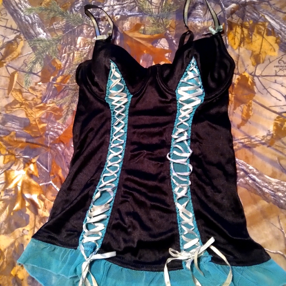 Silky laceup bustier